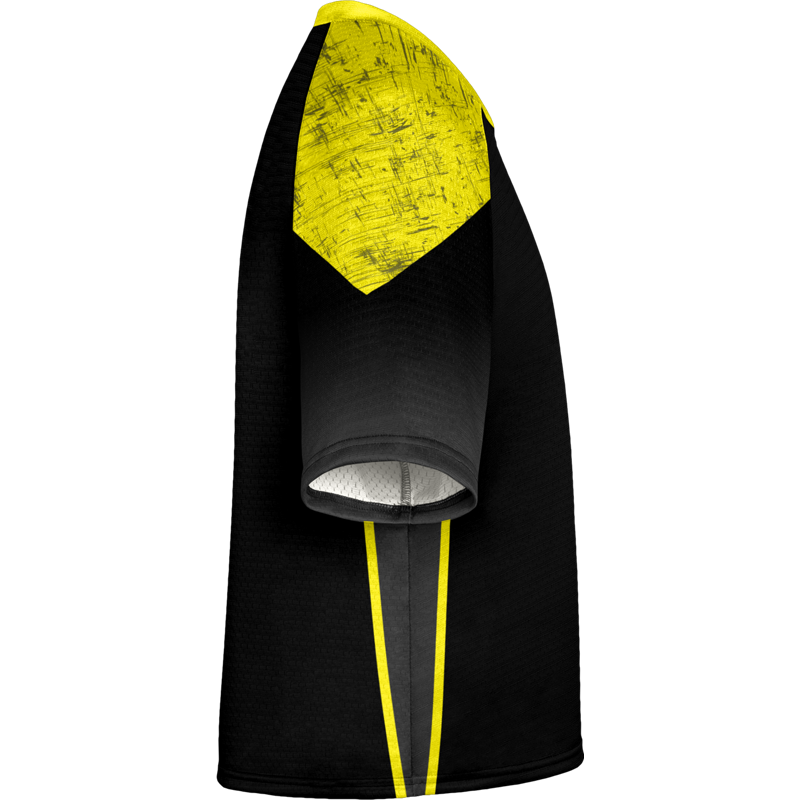 Black & Yelloy Colorblocked Printed Lacrosse Wear Jersey