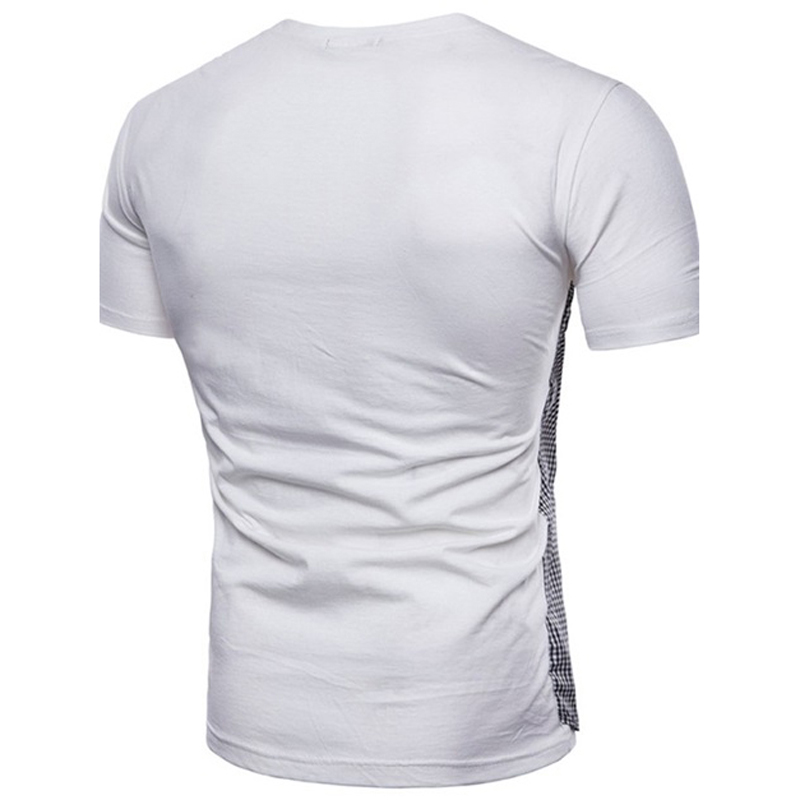 Slim Fit Black Patchwork T-Shirt