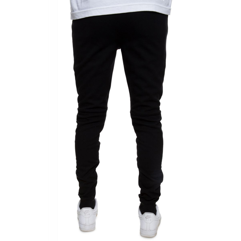 Red Patchwork Style Black Jogger Pants